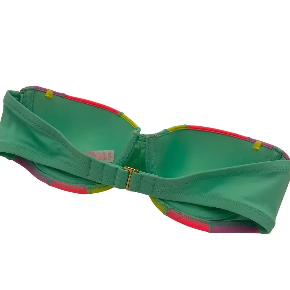 Victoria’s Secret Strapless Push Up Bikini Top Multi Colored Size 32B